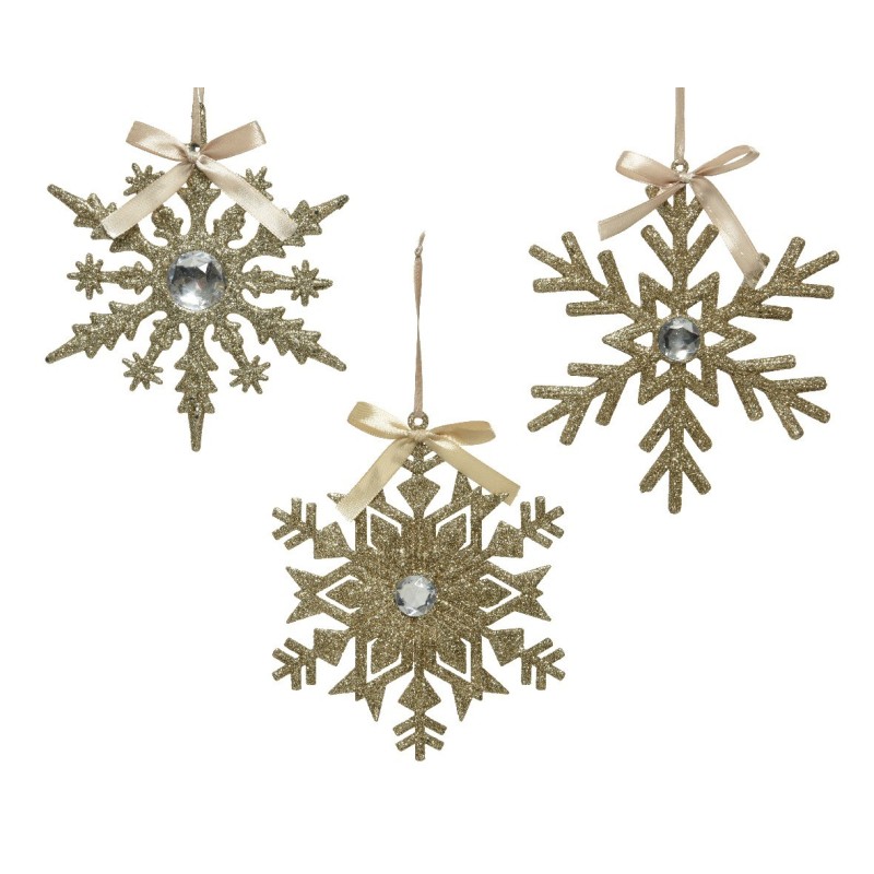 Gold snowflakes to hang. Single Piece AmagicTree.com