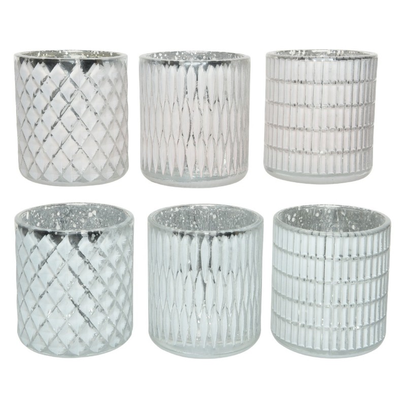 White Tea Light Glass Holder h 9 cm. Single Piece AmagicTree.com
