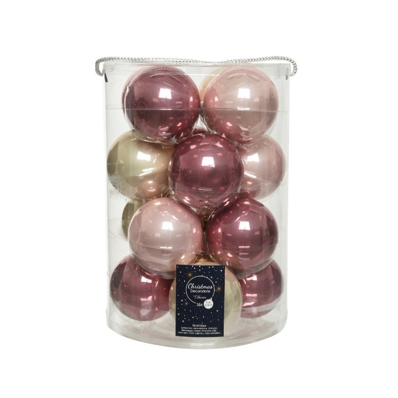 Glass Christmas baubles to hang 8 cm Pink and Pearl. Sep 16 AmagicTree.com