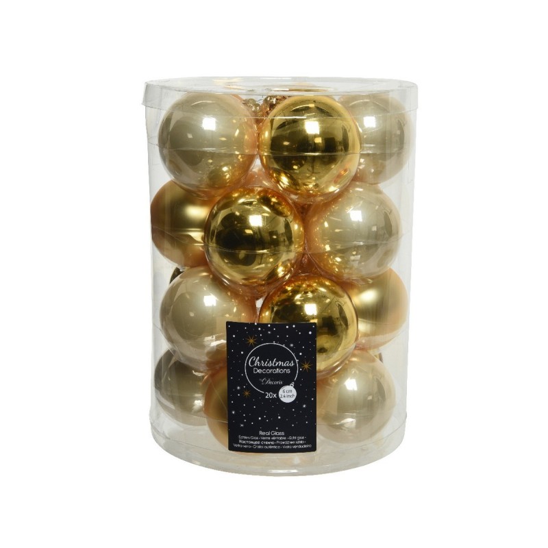 Glass Christmas baubles to hang 6 cm Gold and Pearl. Sep 20 AmagicTree.com
