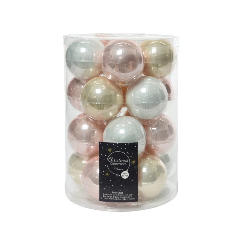 Glass Christmas baubles to hang 6 cm White, Gold and Pink. Sep 20 AmagicTree.com