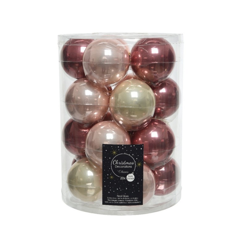 Glass Christmas baubles to hang 6 cm Gold and Pink. Sep 20 AmagicTree.com