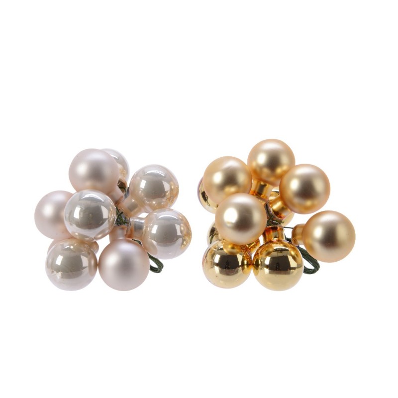 Bunch of 10 White or Gold Christmas Baubles 2 cm. Single Piece AmagicTree.com