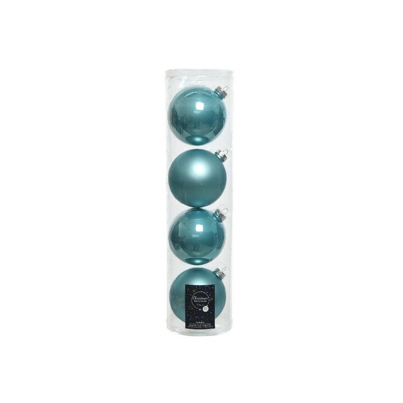 Artic Blue glass hanging balls dim 10 cm Box of 4 AmagicTree.com